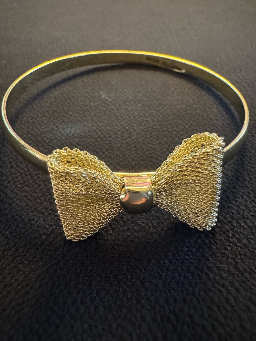 Gold Mesh Bow Statement Bangle Bracelet